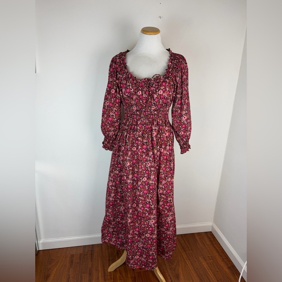 Tuckernuck Dresses & Skirts - Tuckernuck Pink City Prints Floral Long Sleeve Midi Dress 100% Cotton Size M